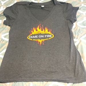 Fame On Fire Embroidered Vneck Tee